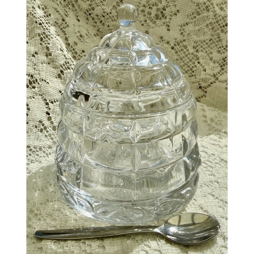 Crystal Studio by Studio Silversmith Bee Hive Honey Jar with Lid & Spoon
